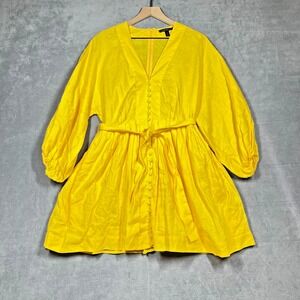 Banana Republic Yellow‎ Linen Belted Dress NWT Petite S $200 MSRP